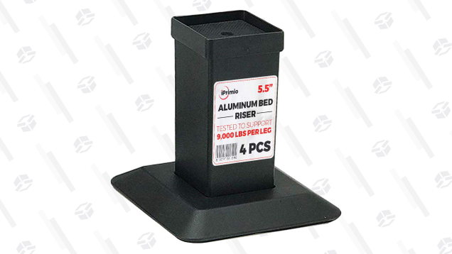 iPrimio Aluminum Bed Risers eschew the oversized pyramid shape of most bed risers by distributing the weight across a thin-but-strong base plate. They’re not “pretty,” exactly, but they’re less ugly than most.